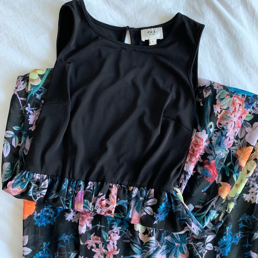 ECI black floral maxi dress. Size S